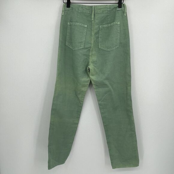 Mother Womens Pants Size 24 Green Cotton Linen Blend The Shaker Chop Crop - Picture 5 of 10